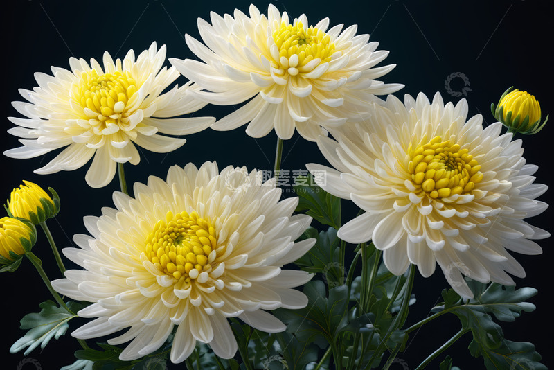 高清大图下载【趣麦麦图】白色菊花特写