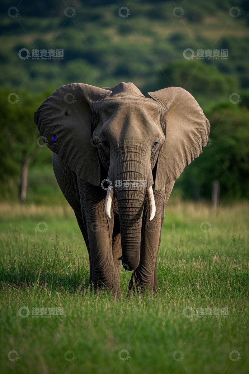 高清大图下载【趣麦麦图】草原上行走的大象