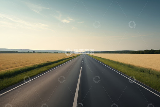 田野间的沥青道路