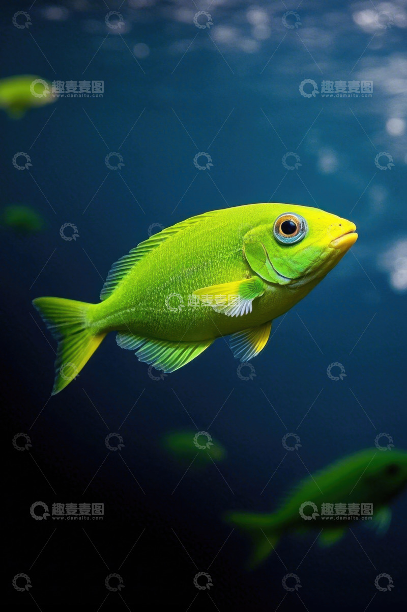 高清大图下载【趣麦麦图】水中绿色小鱼特写