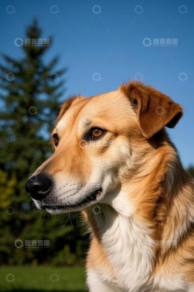 高清大图下载【趣麦麦图】户外棕色犬特写