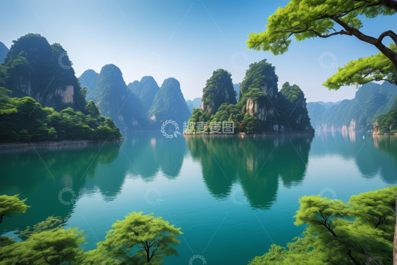 高清大图下载【趣麦麦图】山水相依的自然风景