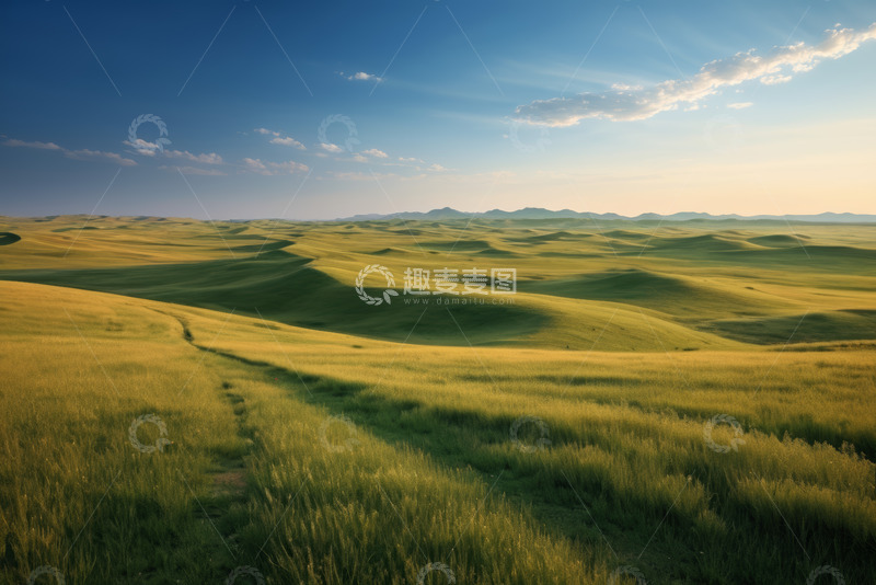 高清大图下载【趣麦麦图】广袤草原与蓝天白云风景