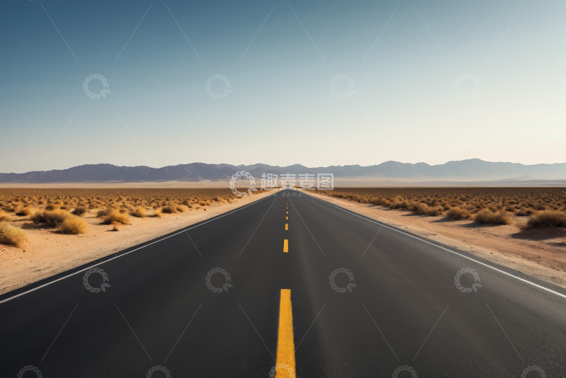 高清大图下载【趣麦麦图】沙漠中延伸的宽阔公路