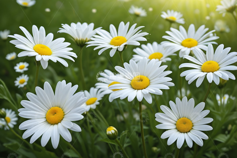 高清大图下载【趣麦麦图】盛开的白色雏菊花卉素材