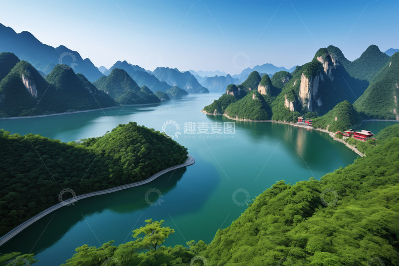 高清大图下载【趣麦麦图】山水相依的自然风光