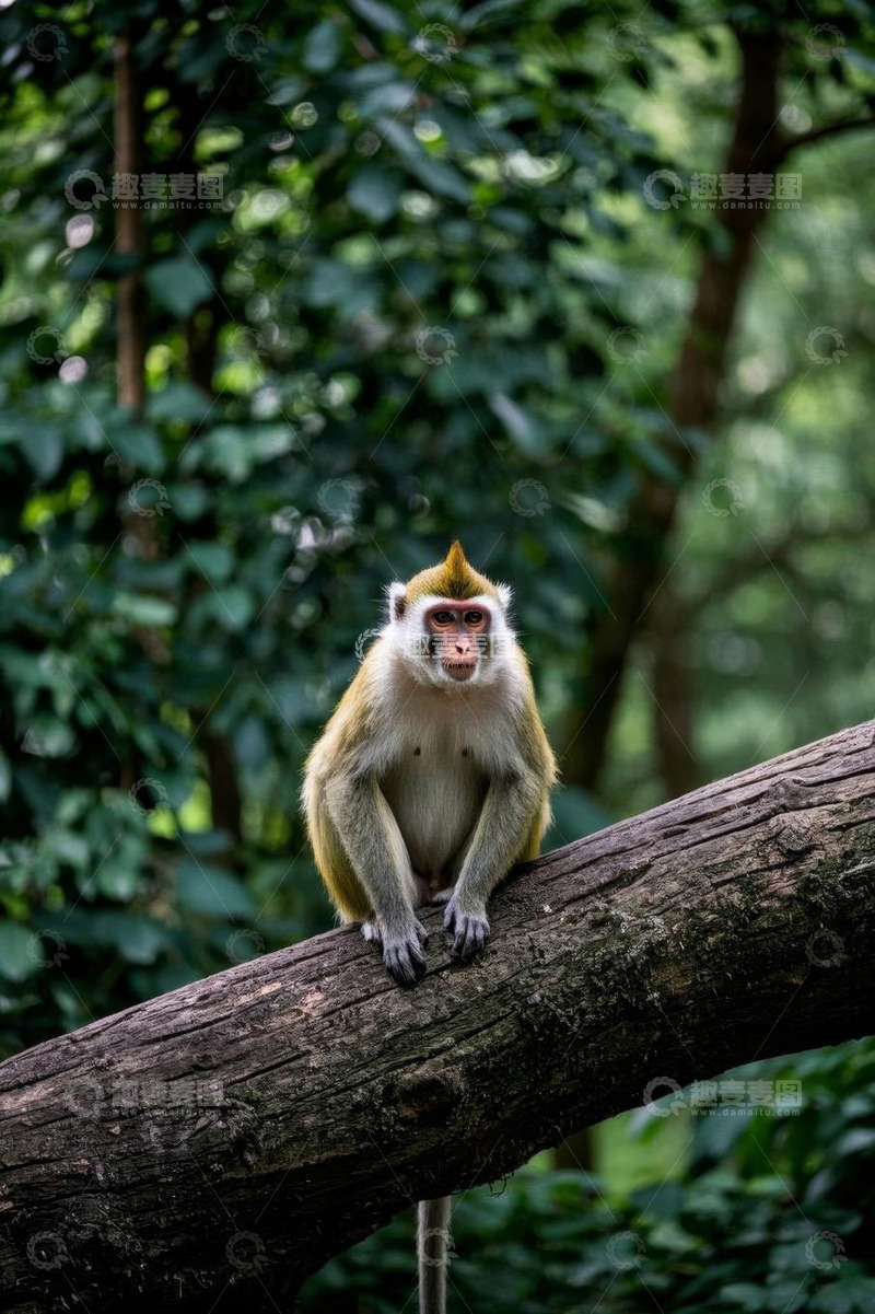 高清大图下载【趣麦麦图】林间枝头端坐的猴子