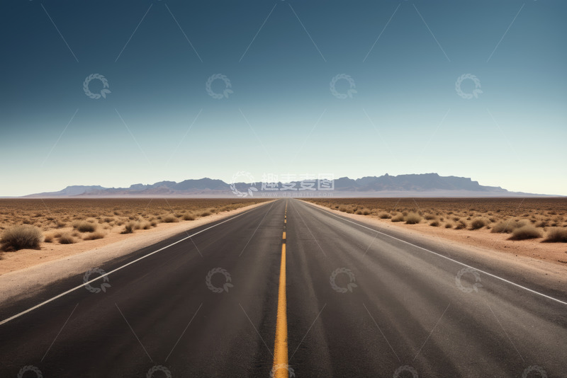 高清大图下载【趣麦麦图】沙漠中的延伸道路