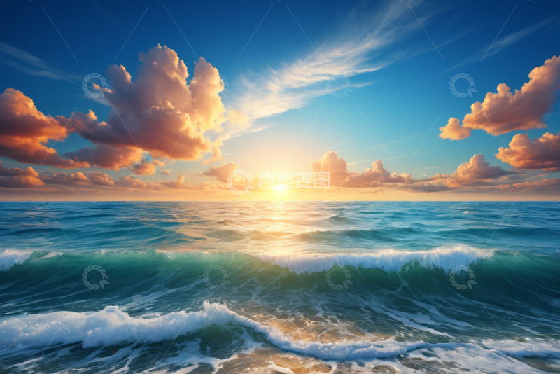 高清大图下载【趣麦麦图】海上日出自然风光