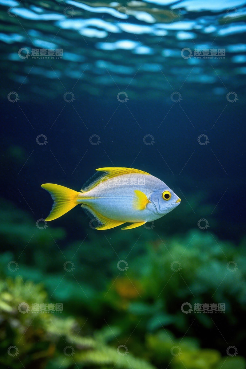 高清大图下载【趣麦麦图】水中游动的黄尾观赏鱼