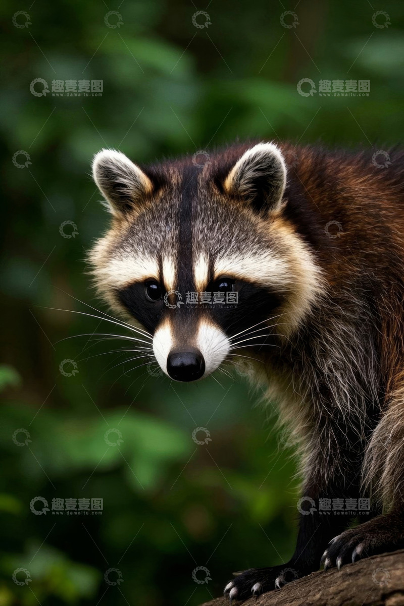 高清大图下载【趣麦麦图】特写浣熊自然环境下的形象