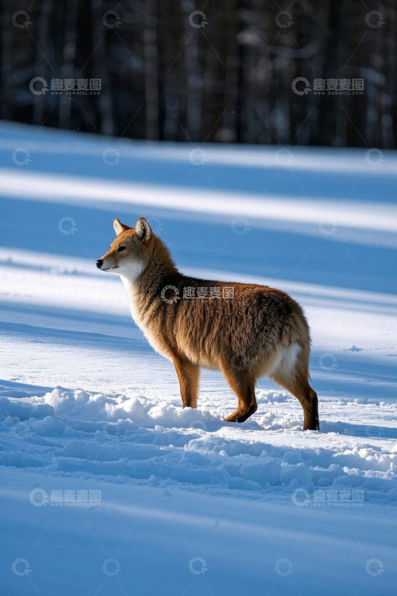 高清大图下载【趣麦麦图】雪地中站立的野生动物