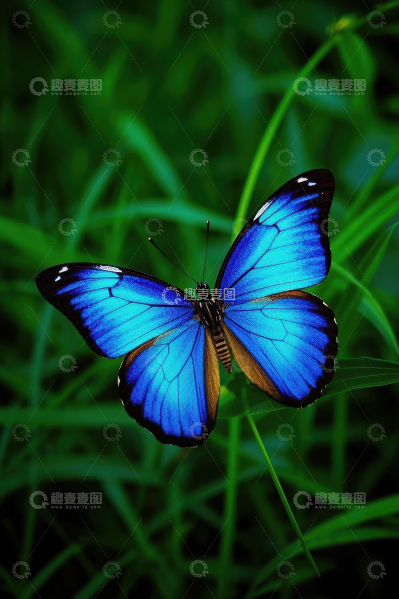 高清大图下载【趣麦麦图】蓝色蝴蝶微距特写