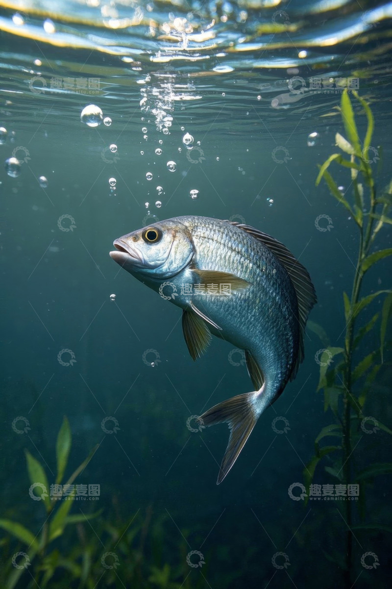 高清大图下载【趣麦麦图】水中游动的银色鱼类