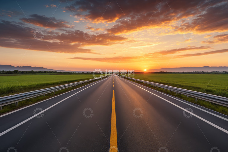 高清大图下载【趣麦麦图】公路日出风景