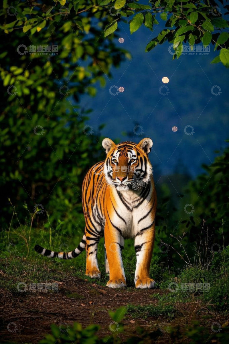 高清大图下载【趣麦麦图】野外站立的老虎