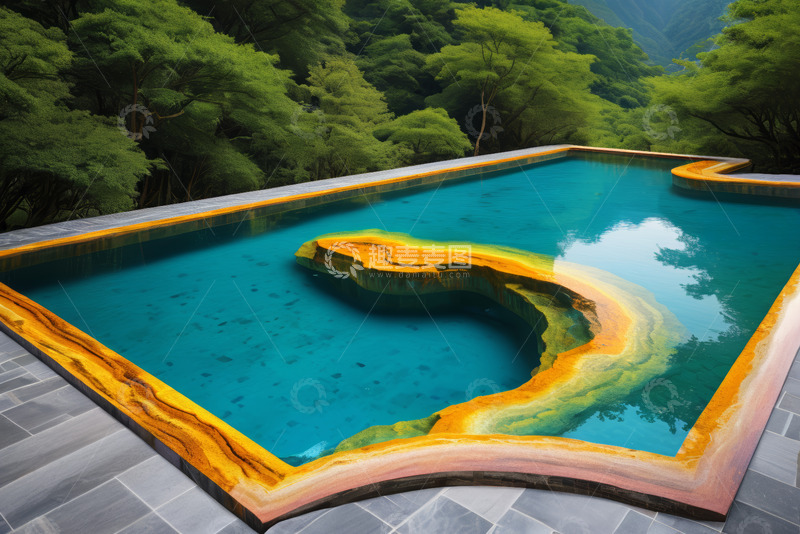 高清大图下载【趣麦麦图】山林间的特色游泳池