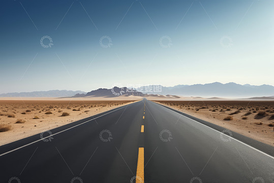 沙漠中延伸的空旷道路