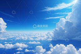 高空视角蓝天白云景象