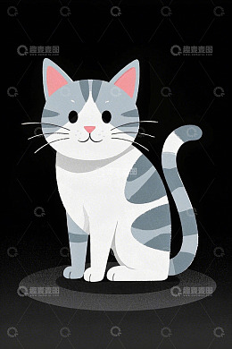 灰白条纹猫卡通形象