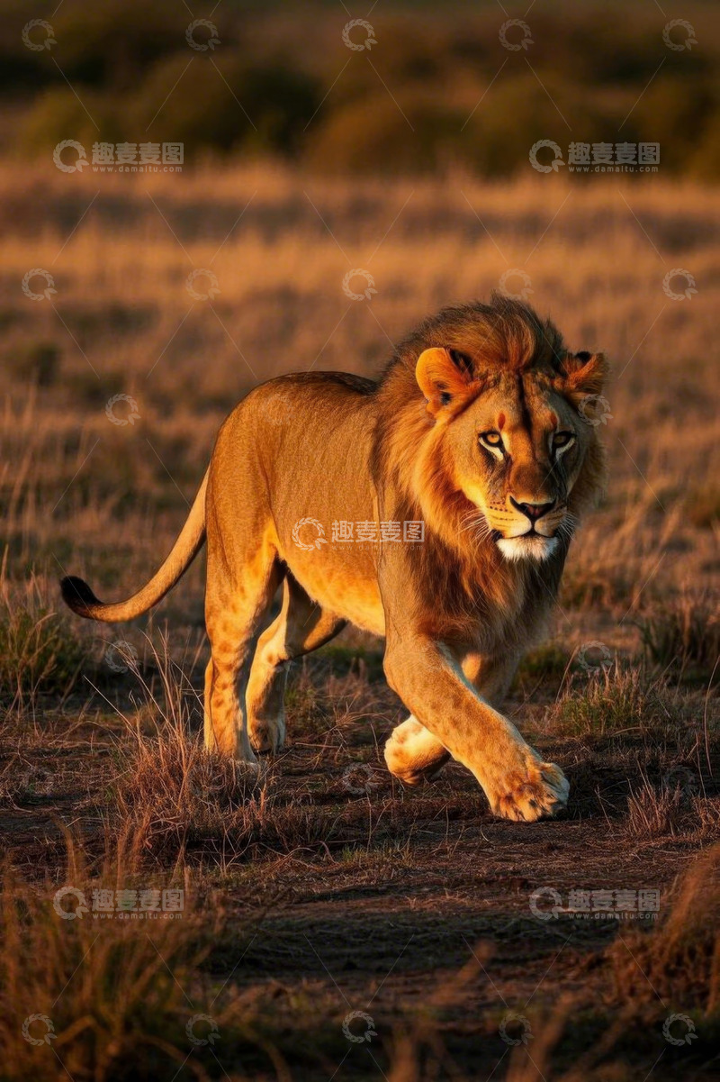 高清大图下载【趣麦麦图】草原上行走的雄狮