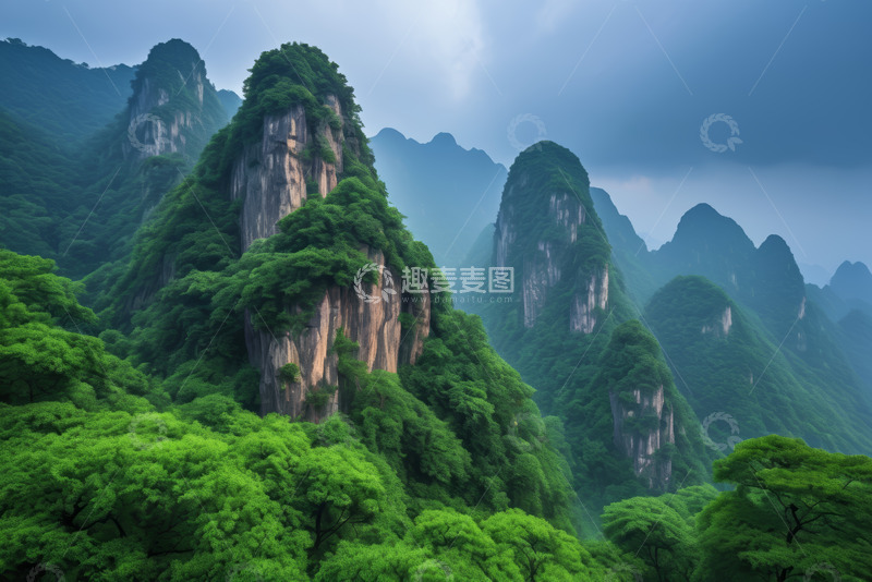 高清大图下载【趣麦麦图】青山叠翠的自然山景
