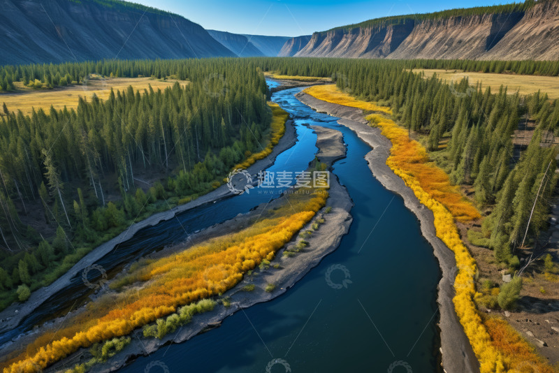 高清大图下载【趣麦麦图】河谷森林自然风光航拍
