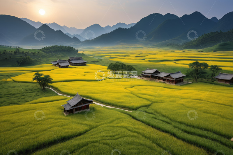 高清大图下载【趣麦麦图】田园风光中的传统民居