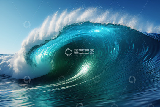 蓝色海洋巨大海浪景观