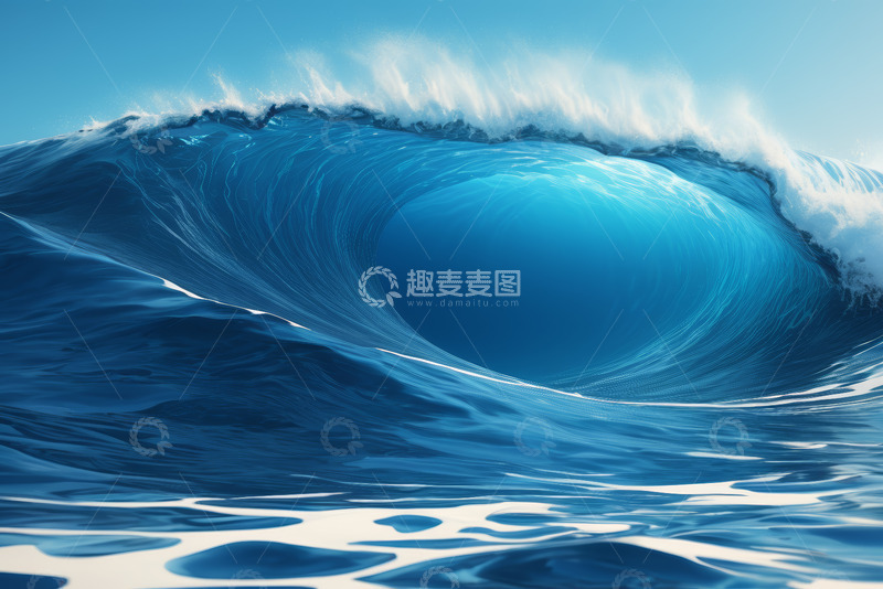 高清大图下载【趣麦麦图】蓝色海洋翻涌的波浪