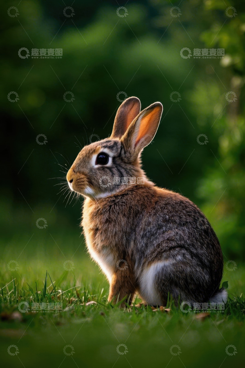 高清大图下载【趣麦麦图】草地上的兔子特写