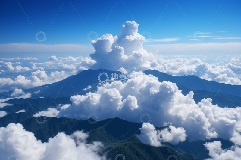 高清大图下载【趣麦麦图】高空俯瞰山峦与云海景象