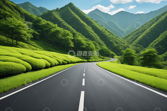 山间蜿蜒公路自然风光