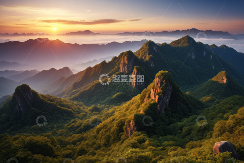 高清大图下载【趣麦麦图】山峦日出全景自然风光