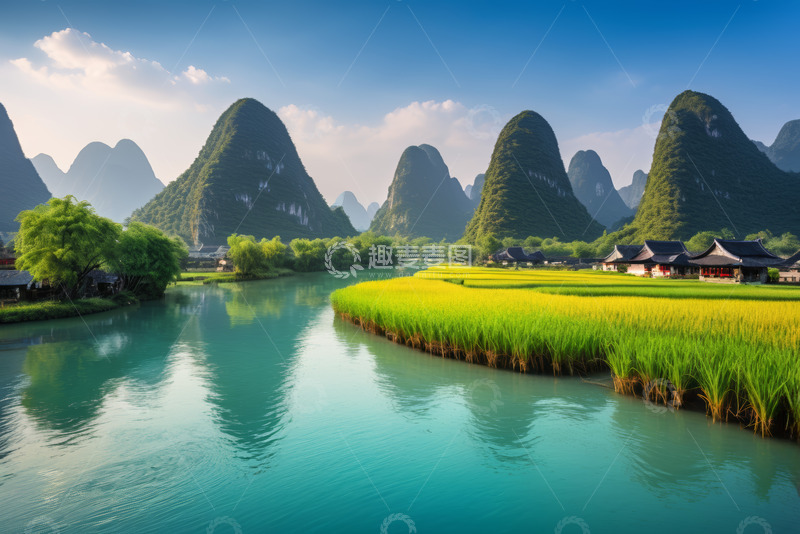 高清大图下载【趣麦麦图】桂林阳朔山水田园风光