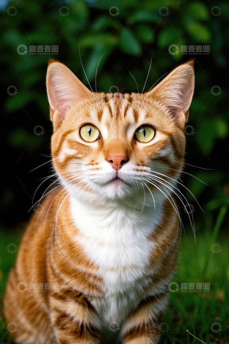 高清大图下载【趣麦麦图】户外橘白相间猫特写