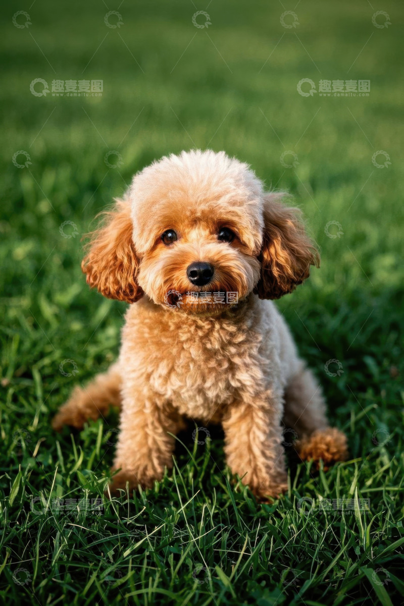 高清大图下载【趣麦麦图】草地上的可爱棕色小狗