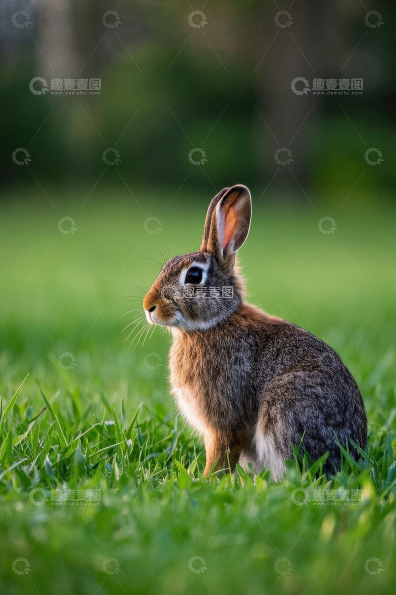 高清大图下载【趣麦麦图】草地上的野兔特写