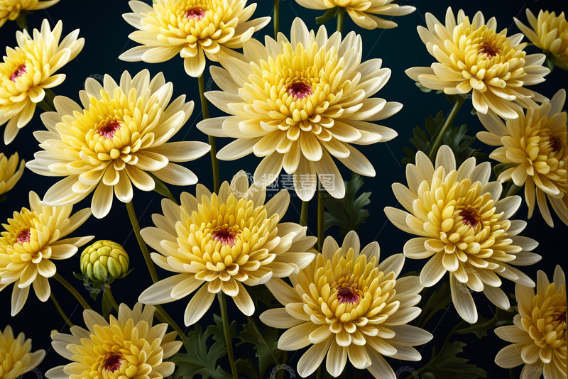 高清大图下载【趣麦麦图】黄色菊花花卉特写