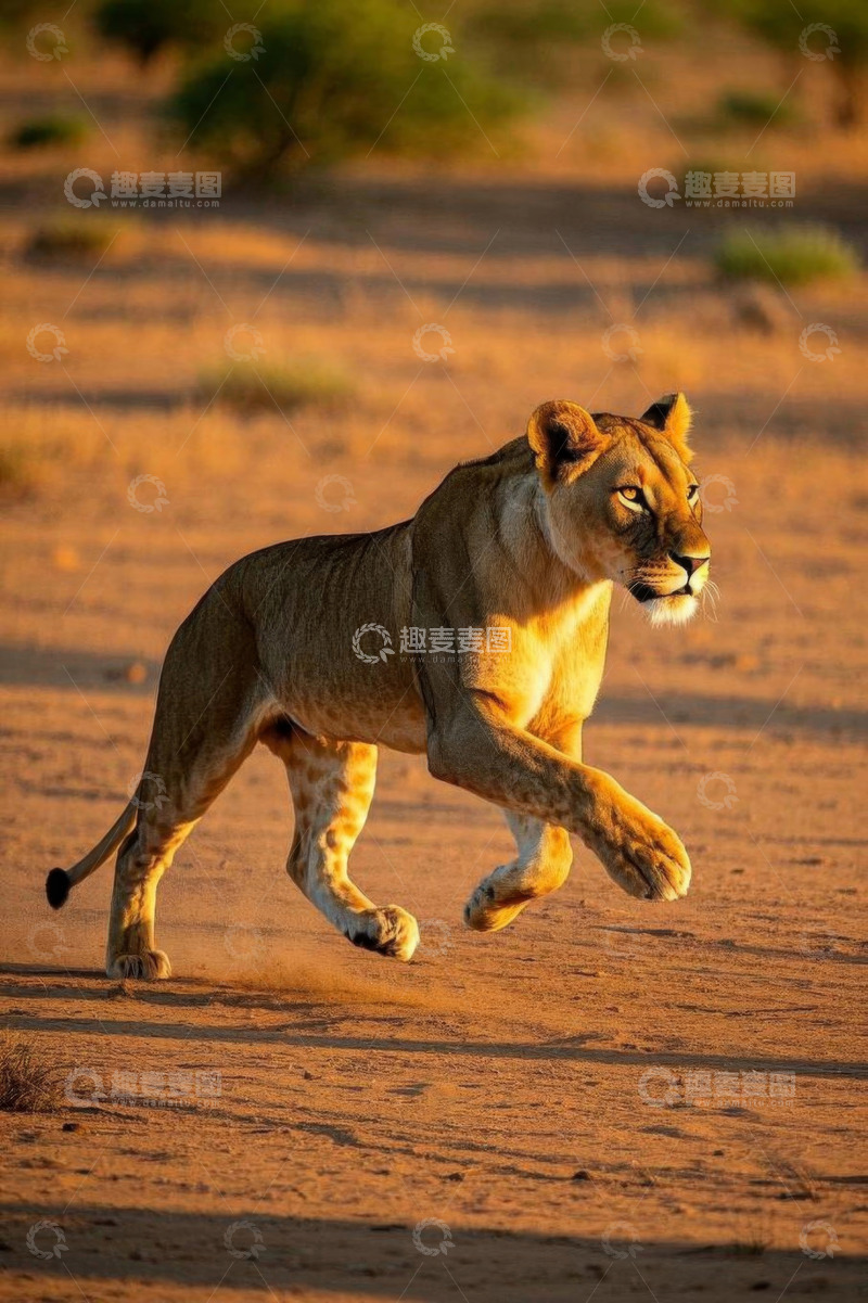 高清大图下载【趣麦麦图】草原上奔跑的狮子