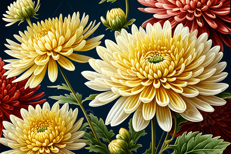 高清大图下载【趣麦麦图】多彩菊花花卉特写