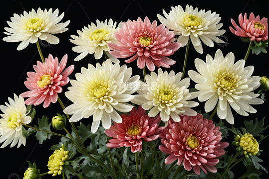 多彩菊花特写