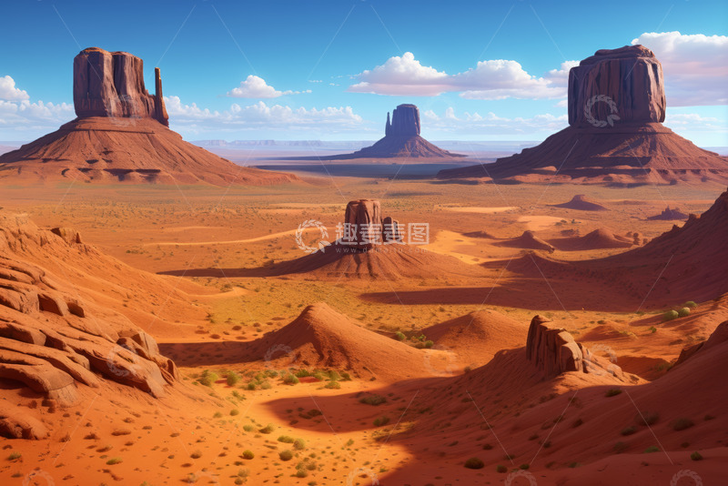 高清大图下载【趣麦麦图】广袤沙漠中的奇特岩石景观