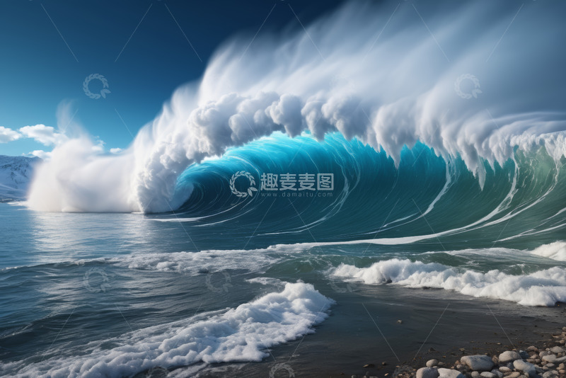 高清大图下载【趣麦麦图】海边巨大海浪自然景观
