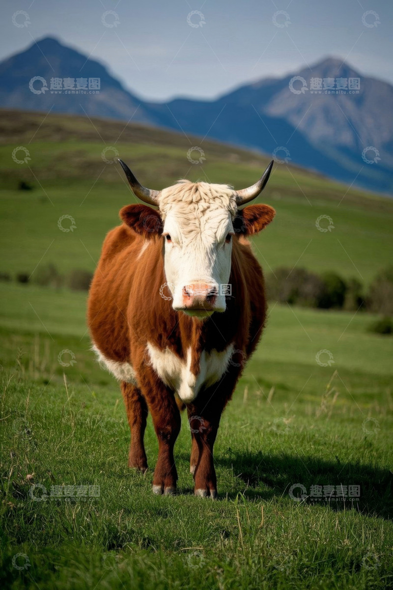 高清大图下载【趣麦麦图】草原上的牛特写