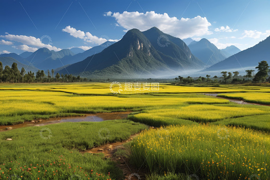 田野远山自然风光全景