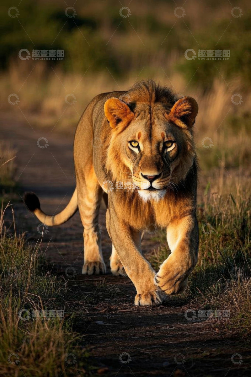 高清大图下载【趣麦麦图】非洲草原行走的雄狮