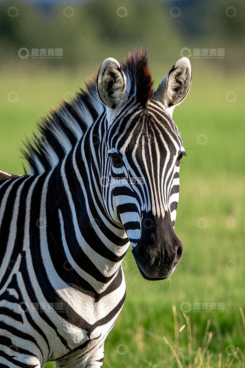 高清大图下载【趣麦麦图】草原上的斑马特写
