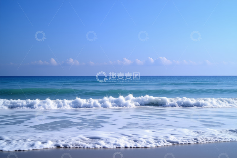 高清大图下载【趣麦麦图】海浪拍打海滩的自然景观