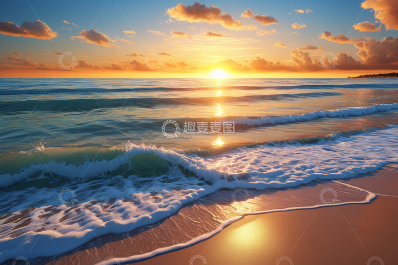 高清大图下载【趣麦麦图】海滩日落海景风光